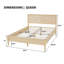 Structure de lit plateforme grand lit en bois avec tête de lit à panneau classique, support de lattes en bois, aucun sommier requis, assemblage facile, naturel-133480896-133480898