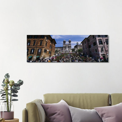 Low Angle View of Tourist on Steps, Spanish Steps, Rome, Italy 1 Piece Wrapped Canvas Panoramic Wall Art