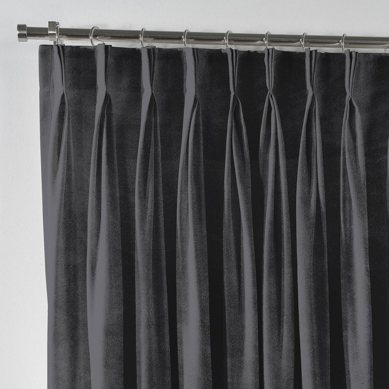 Velvet Semi-shee Single Curtain Panel, Grey, 190cm Width x 245cm Drop