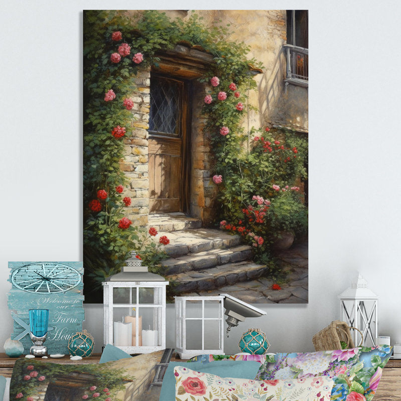 Ryelyn, porte de village remplie de fleurs I sur toile, H 32 po x l 16 po x P 1 po, Toile tendue