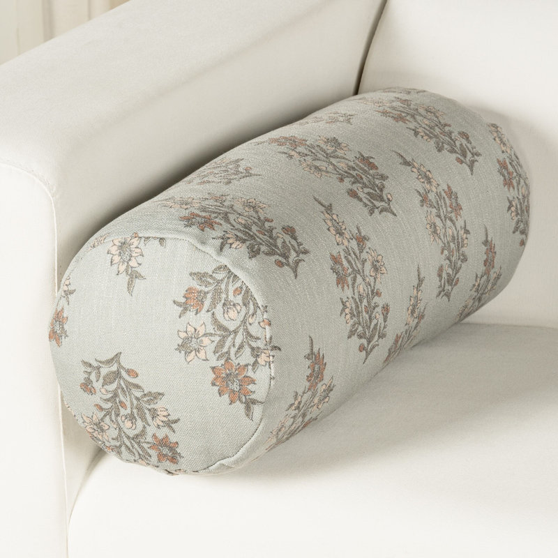 Coussin en polyester Weatherford, Floral minéral, Polyester, Traversin H 8 po x l 21 po