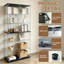 Vitrine en verre trempé avec portes verrouillables et six étagères pour un rangement sécuritaire et une organisation élégante de votre intérieur.