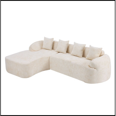 Chenille L-shaped sectionals sofa with four pillows