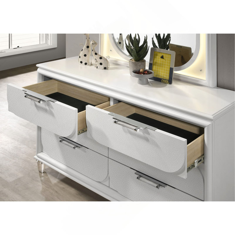 Panneaux embossés contemporains en acrylique avec commode et commode 1 pièce Contemporary
