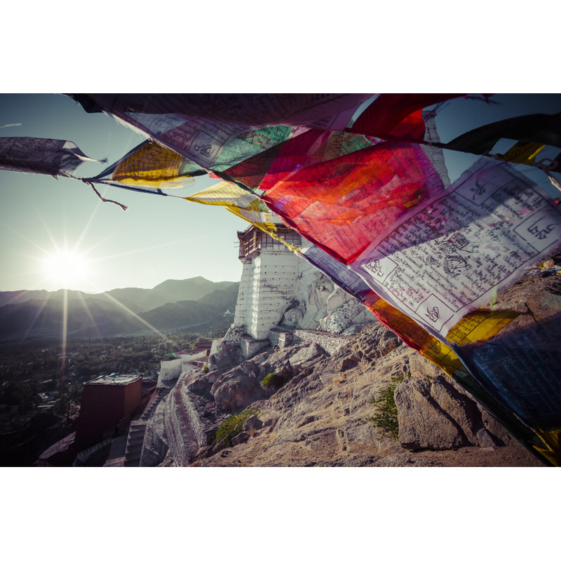 Prayer Tibetan Flags In Ladakh - Wrapped Canvas Print, 30cm H x 46cm W x 3.8cm D