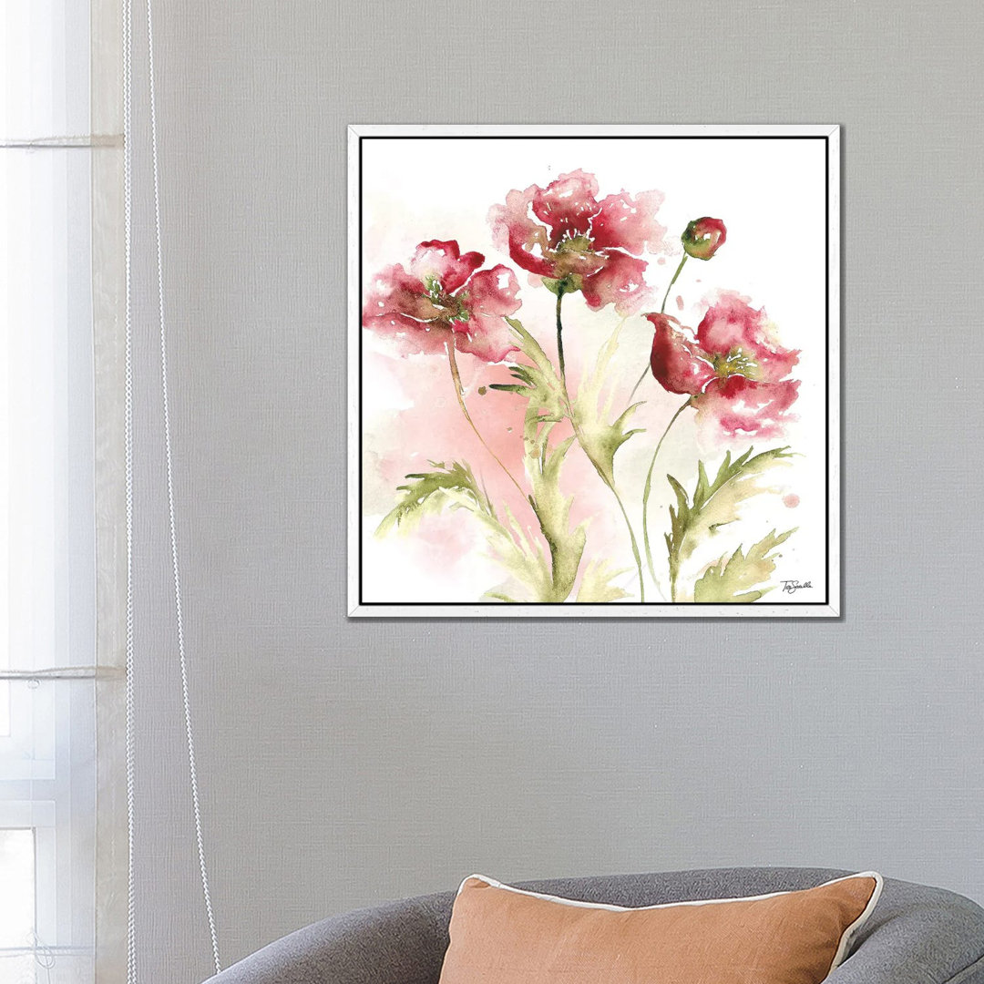 Blush Watercolour Poppy III - Painting on Canvas