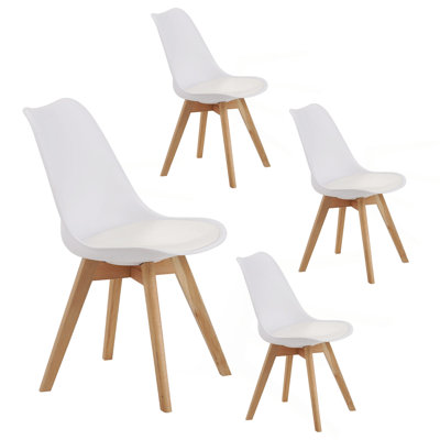 Ensemble de quatre chaises de salle à manger de style moderne et médiéval pour la cuisine et la salle à manger, avec pieds en bois