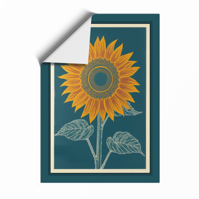 Sunflower In Teal Botanical - Print