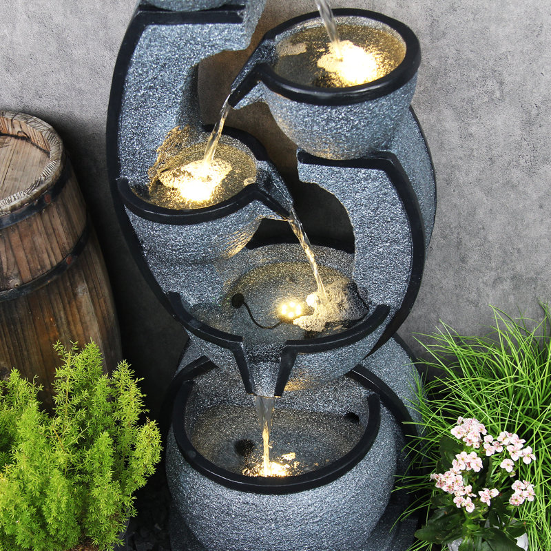 Weather Resistant Floor Fountain with Light