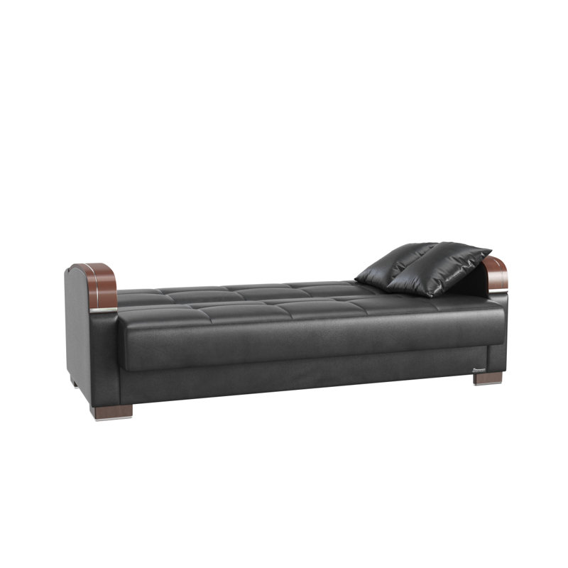 Mobilon Collection Upholstered Convertible Sofabed With Storage, Black