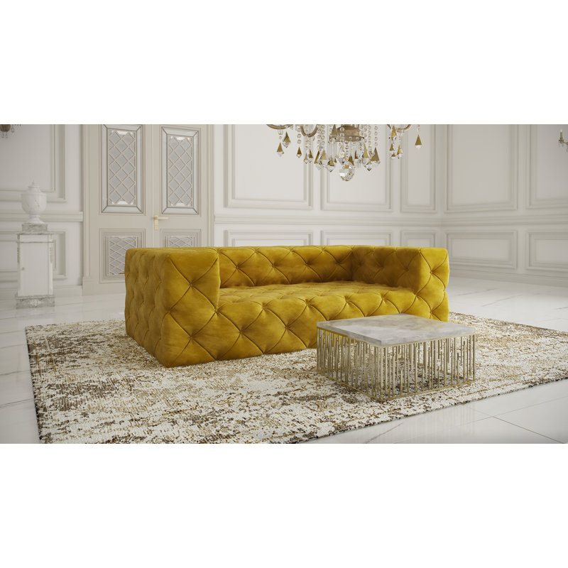 Renae 3 Seater Velvet Sofa, Gold