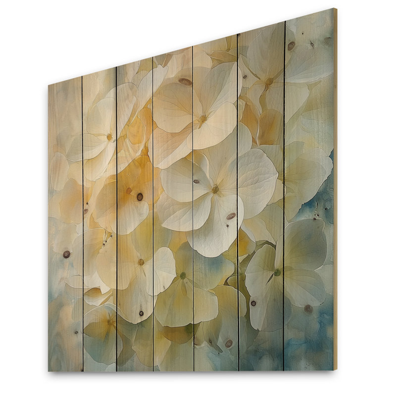 Hydrangea In Soft Focus Of Summer I - Hydrangea Wood Print - On Natural Pine Wood, 15" H x 15" W x 0.78" D