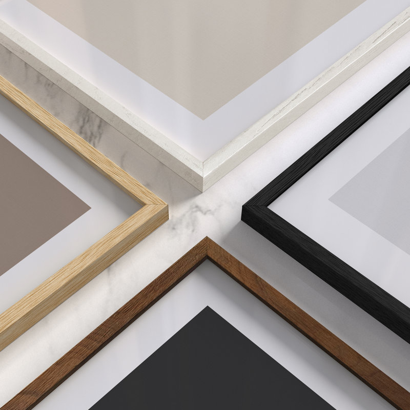 Solid Wood Picture Frame - Set of 9 with Mat, 12" W x 12" H, Solid Wood, White