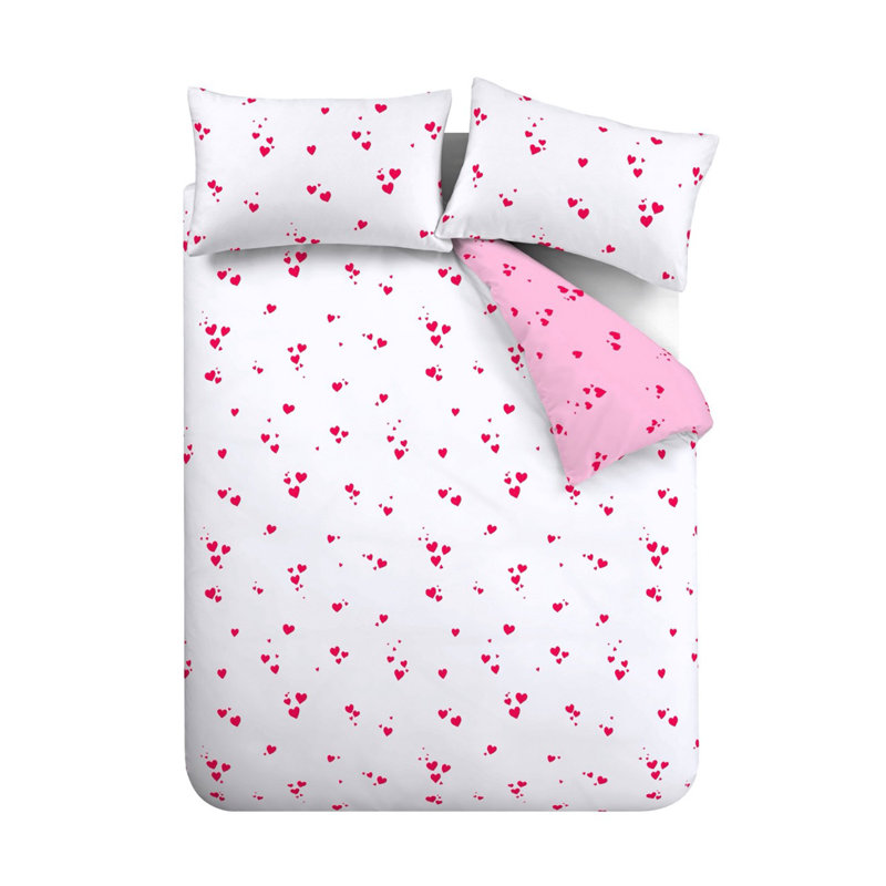 Seersucker Heart Duvet Cover Set, Double Duvet Set + 2 Pillowcases