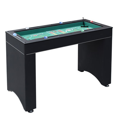 Rectangular 48-inch multi-game casino table with a black finish and green felt craps layout.