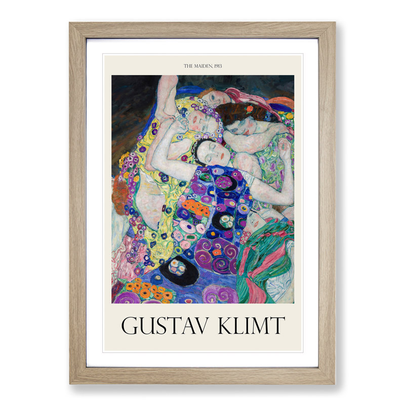 The Maiden by Gustav Klimt - Picture Frame Painting, 36cm H x 27cm W x 2cm D, Oak Framed