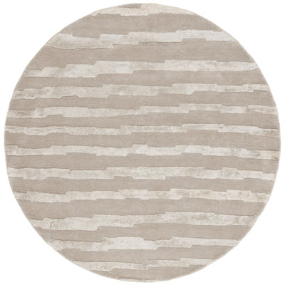 Claudiane Hand Tufted Wool/Cotton/Viscose Striped Rug in Gray