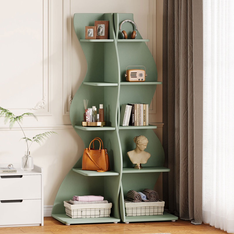 Bibliothèque de coin à 5 niveaux, Vert, 2
