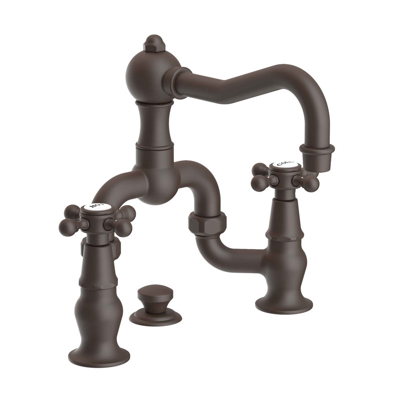 Chesterfield Bathroom Bridge Faucet with Drain Assembly, Oil Rubbed Bronze