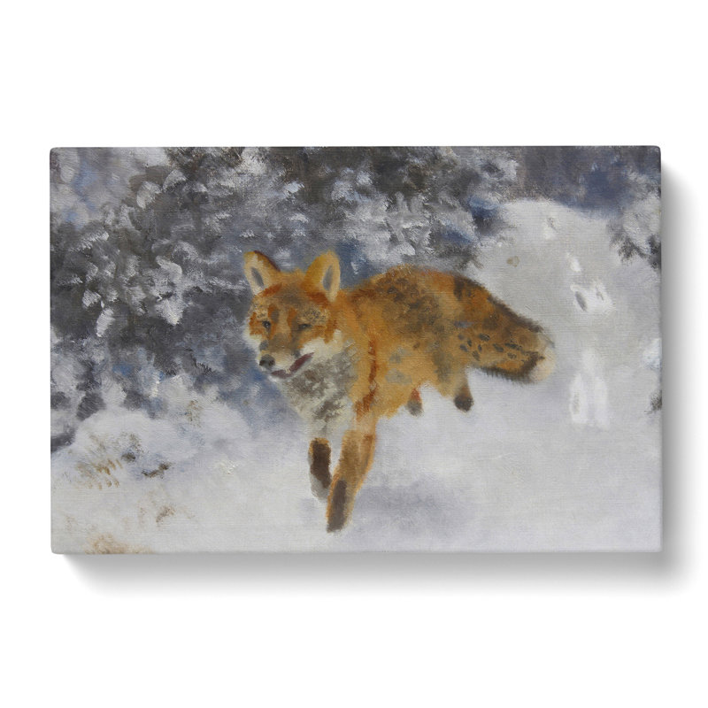 Fox In The Snow Vol.3 by Bruno Liljefors - Wrapped Canvas Painting, 50cm H x 76cm W x 3cm D