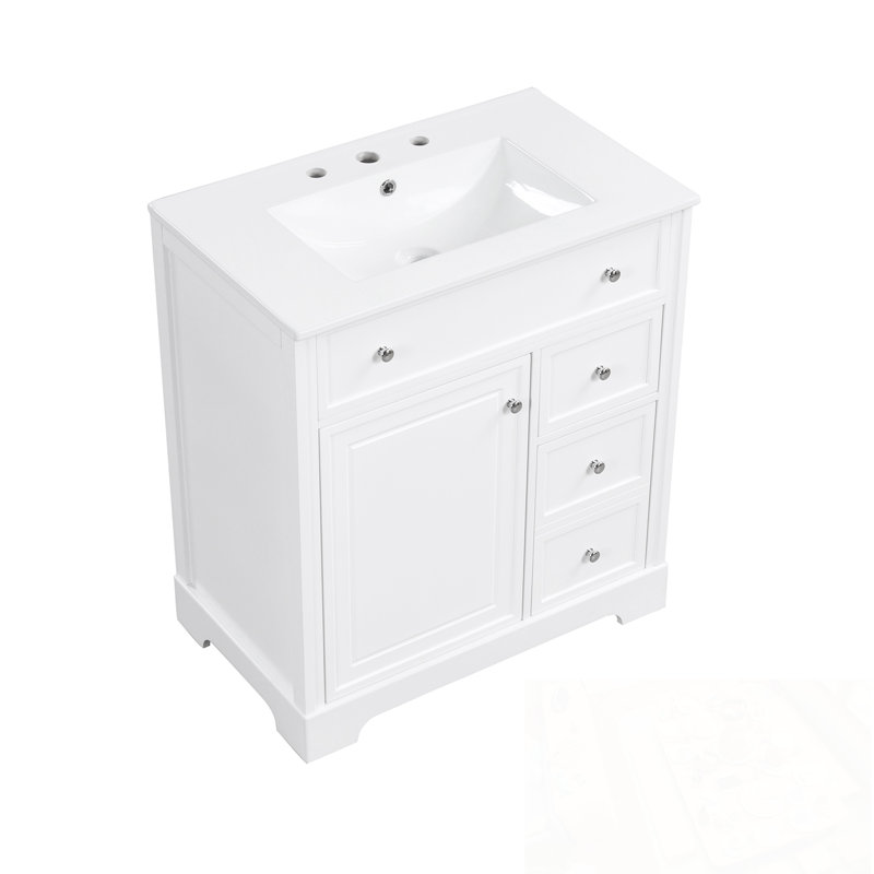 Meuble-lavabo de salle de bain avec comptoir, porte et deux tiroirs