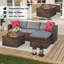 Ensemble de canapé d'extérieur en rotin 5 pièces avec table de rangement et repose-pieds pour piscine-595960938-595960941