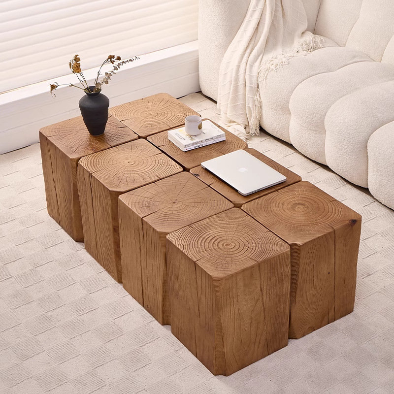 Log Pier Square Solid Wood Coffee Table