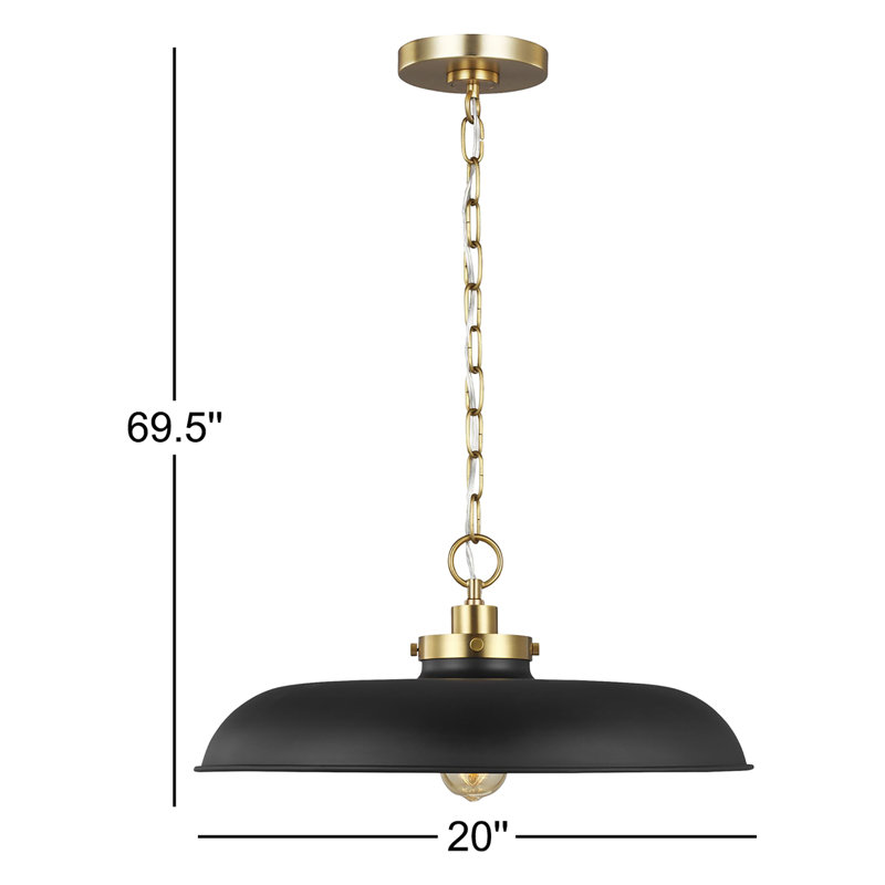 Tateos 1 - Light Dome Pendant, Burnished Brass, Midnight Black