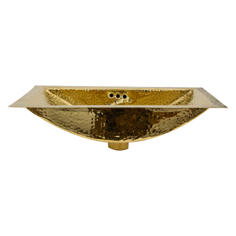 Nantucket Sinks Brightwork Home 12.75 " Rectangular Bathroom Sink and Overflow Hole, Brass