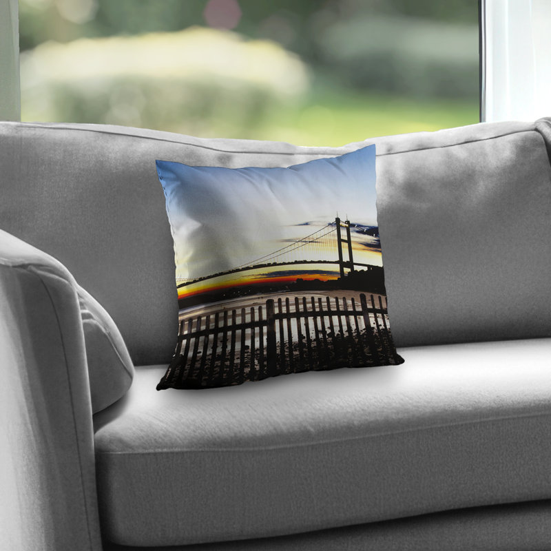 Bridge by Sunset - Hyperrealist Cities Poly Twill Throw