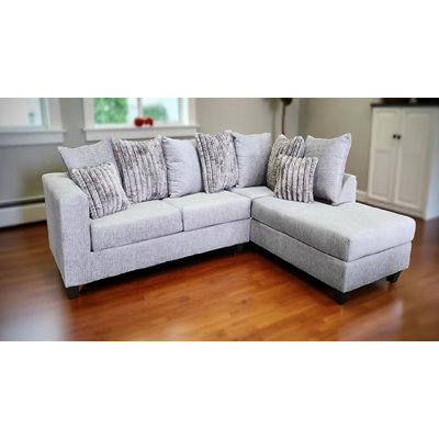 Ibiza Modern Smoke Fabric Sectional Sofa With Tufted Pillows – Right Chaise