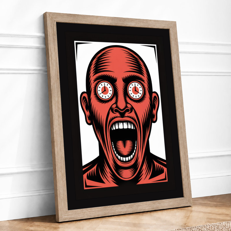 Skull With Clock Eyes Industrial - Print, A1 - 84.1 x 59.4 cm, Oak