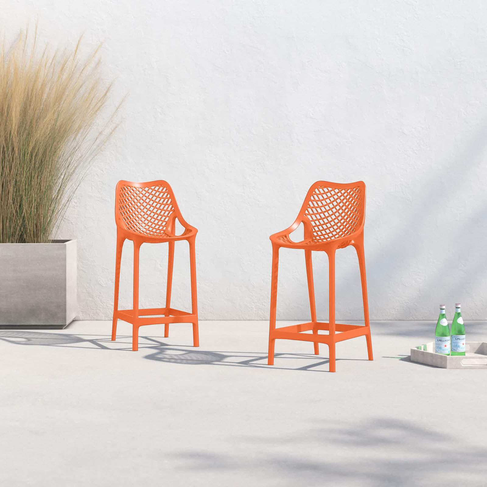 Farrah Patio Bar Stool, Orange, 29.5"
