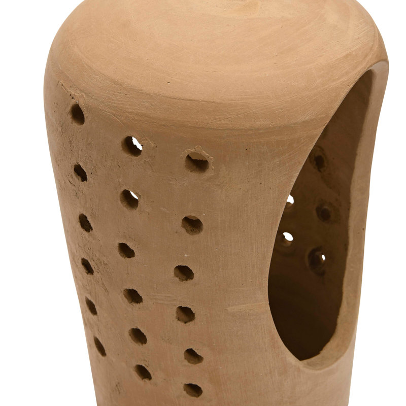 Handmade Terracotta Candle Holder with Cutouts