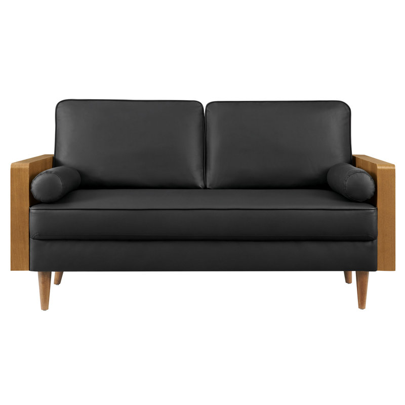 Causeuse en cuir Kellan, H 33,86 po x l 61,22 po x P 31,89 po, Noyer noir, 2
