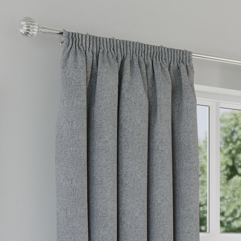Revie Blackout Curtain Panel Pair, Grey, 117cm Width x 137cm Drop