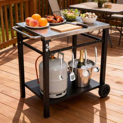 Jalbert 2-Tier Serving Cart with Stainless Steel Top