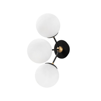 Scandinavian Wall Lamp, Black & White, Metal Body | 17.7 x 11.8 x 17.3 inches | 3 x E27 Socket, Max 40W | Elegant Glass Cap, IP20 Rated | Perfect for Modern Home Decor & Ambient Lighting Solutions