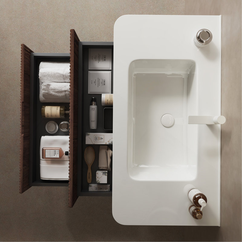 Lavabo encastré en céramique blanche de 36 po seulement, sans armoire, sans robinet ni drain