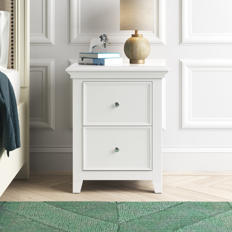 Table de chevet 2 tiroirs Rayden, Blanc