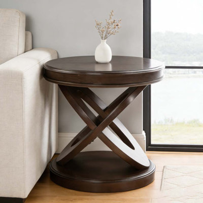 Retro Round Wooden End Table