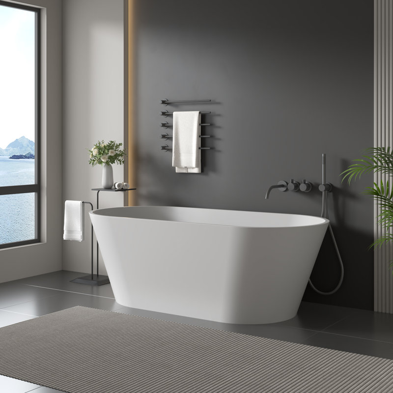 67 po. X 30 po. Baignoire de trempage à surface plane et autoportante en blanc mat, H 67 po x l 30 po