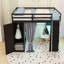 Lit mezzanine double avec bureau intégré, garde-robe, tablettes, rideaux et éclairage RVB contrôlé par l'application-1346865752