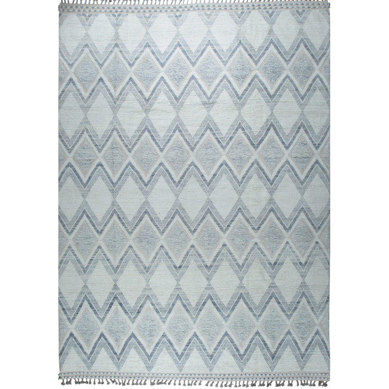 Tapis contemporain moderne à motif géométrique en laine noué à la main 9 x 12