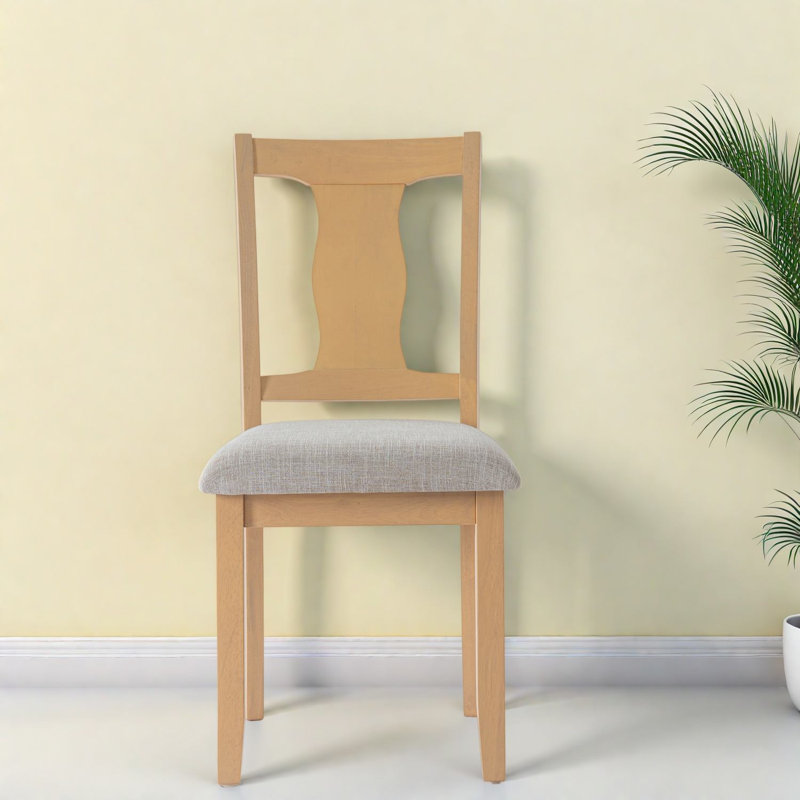 Chaises de salle à manger rembourrées confortables, en bois d'hévéa, ensemble de 4, style cuisine moderne, Bois naturel