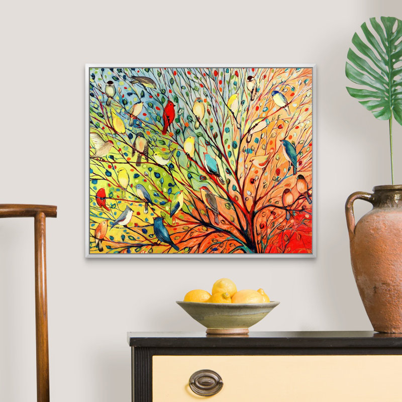 «Twenty Seven Birds», reproduction d'impression, H 22 po x l 26 po, Impression encadrée sans passe-partout, Blanc