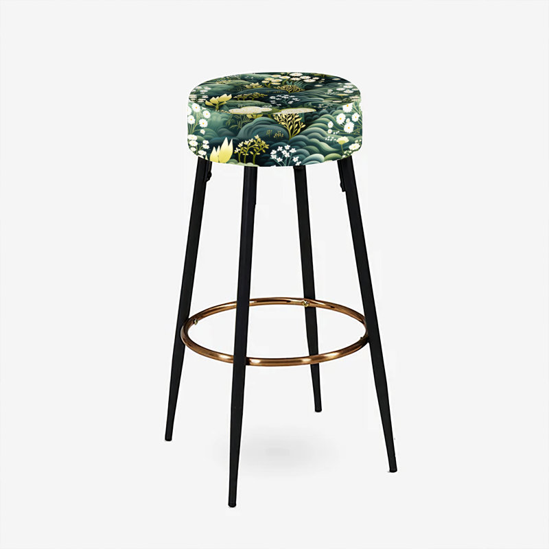 Motif botanique vert forêt - ensemble de 2 tabourets de bar botaniques
