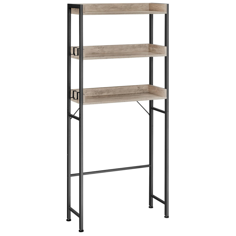 Alv Freestanding Over The Toilet Storage, Light Brown/Satin Black