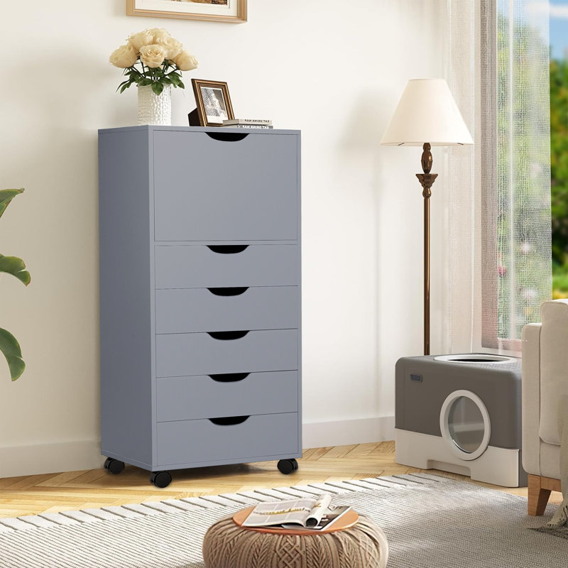 Stylish 6-Drawer Filing Cabinet on Wheels