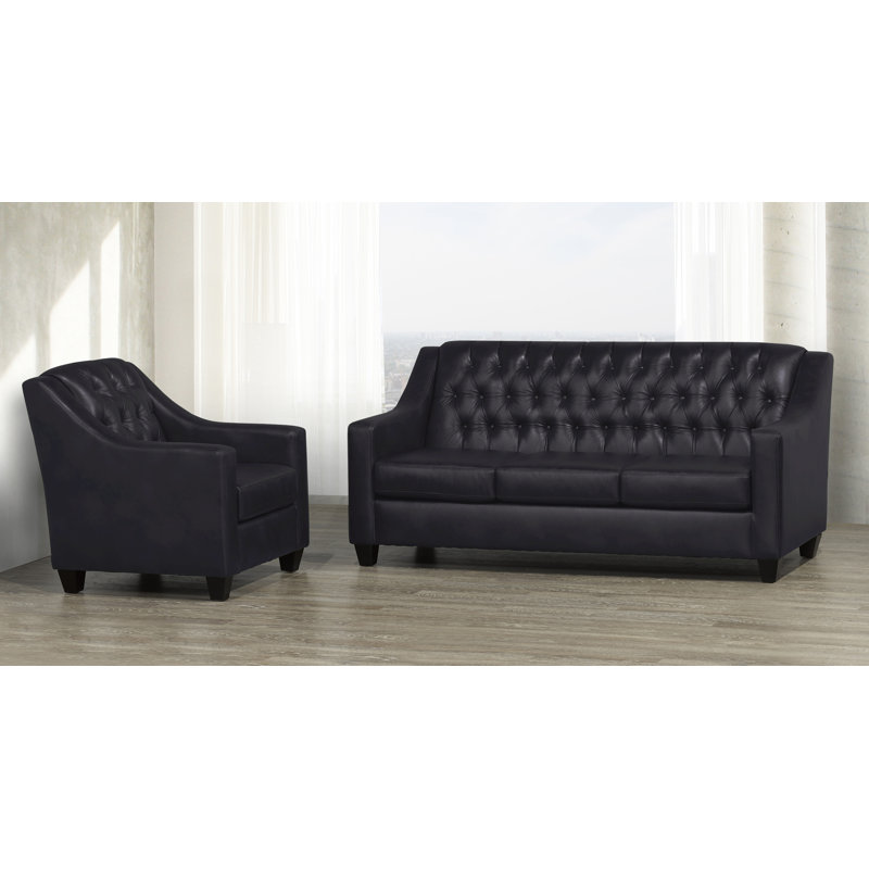 Ensemble de salon 2 pièces Debolt, Cuir noir assorti